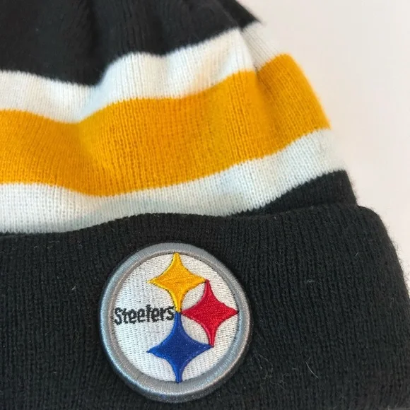 Pittsburgh Steelers Black Gold Beanie w Pom Pom w ‘47 on the side OSFA - Picture 2 of 7